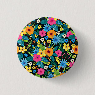 Vibrant Ditsy Flowers Floral Pattern Design-43785 3 Cm Round Badge