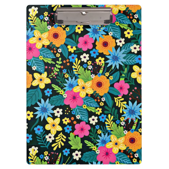 Vibrant Ditsy Flowers Floral Pattern Design-43785 Clipboard (Front)
