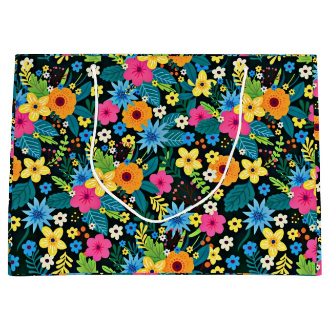 Vibrant Ditsy Flowers Floral Pattern Design-43785 Large Gift Bag (Front)