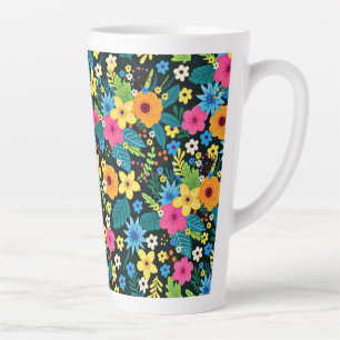 Vibrant Ditsy Flowers Floral Pattern Design-43785 Latte Mug