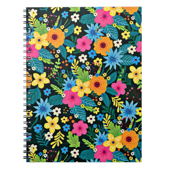 Vibrant Ditsy Flowers Floral Pattern Design-43785 Notebook (Front)