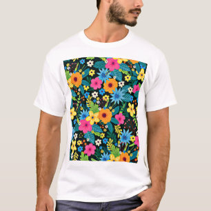 Vibrant Ditsy Flowers Floral Pattern Design-43785 T-Shirt
