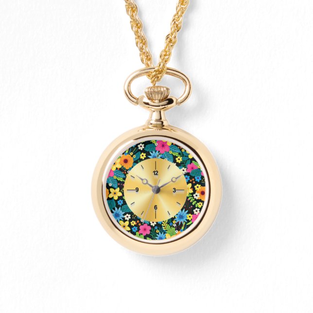 Vibrant Ditsy Flowers Floral Pattern Design-43785 Watch (Front)