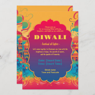 Vibrant Diwali Harmon Invitation