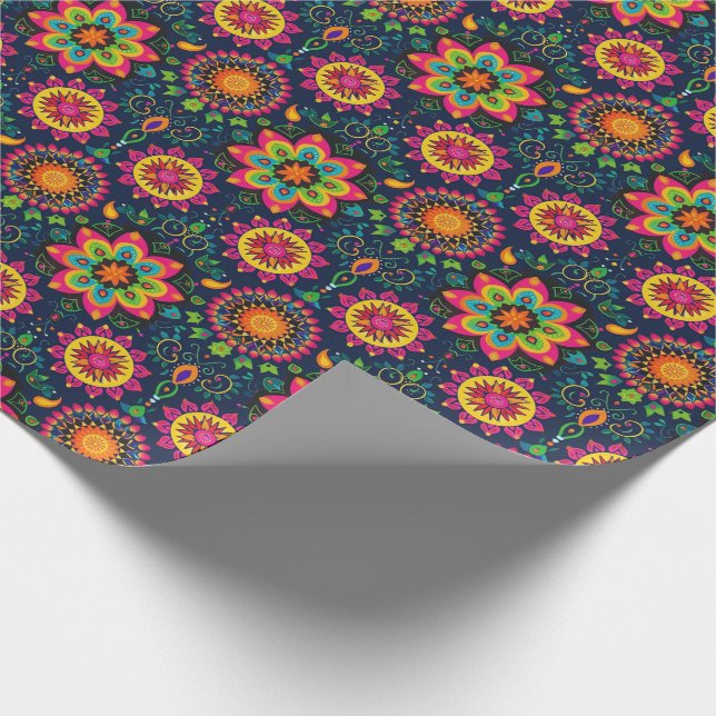 Vibrant Diwali Mandala Mirage Wrapping Paper (Corner)