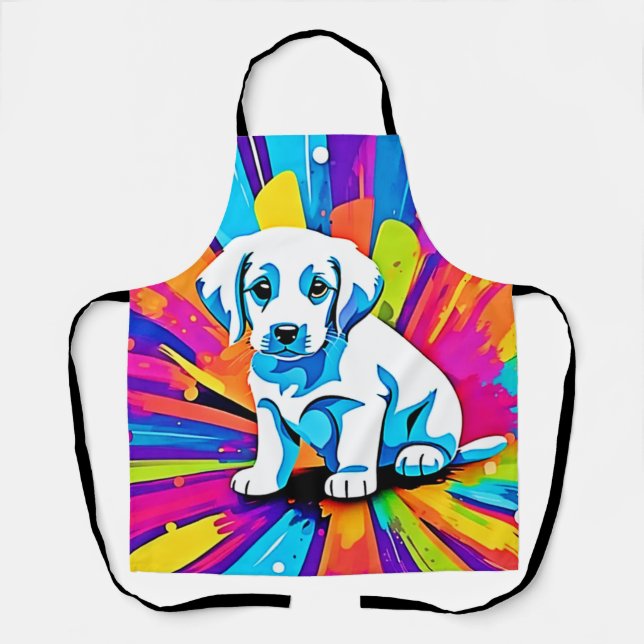 Vibrant Dog Artwork Apron (Front)