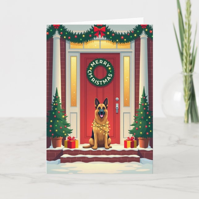 Vibrant Dog Christmas Card (Front)