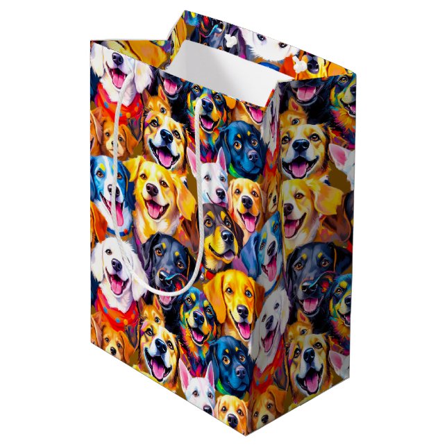  Vibrant dogs Print  Medium Gift Bag (Back Angled)