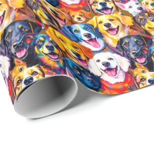 Vibrant dogs Print Wrapping Paper