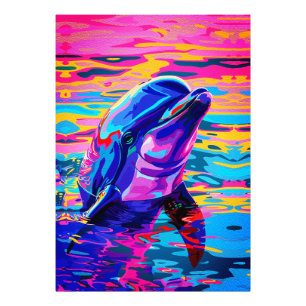 Vibrant Dolphin – Colorfull Ocean Dream Photo Print