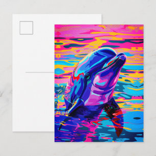 Vibrant Dolphin – Colorfull Ocean Dream Postcard