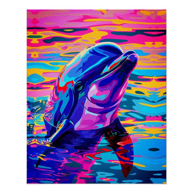 Vibrant Dolphin – Colorfull Ocean Dream Poster (Front)
