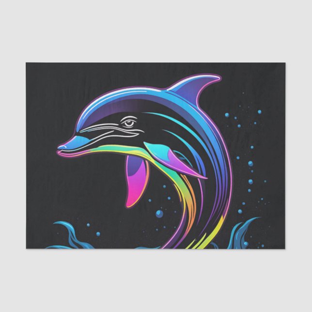 Vibrant Dolphin Neon Tissue Paper (Front)