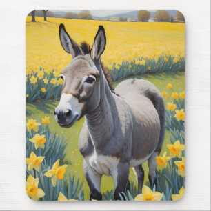 Vibrant Donkey And Yellow Daffodils Mouse Mat