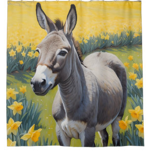 Vibrant Donkey And Yellow Daffodils Shower Curtain