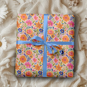 Vibrant Dopamine Floral Wrapping Paper