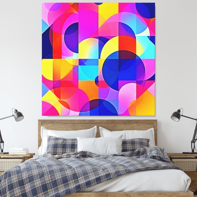 Vibrant Dot Energy Art Canvas Print (Insitu(Bedroom))