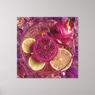 Vibrant Dragon Fruit Lemon Bowl Canvas Print