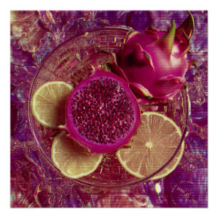 Vibrant Dragon Fruit Lemon Bowl Poster