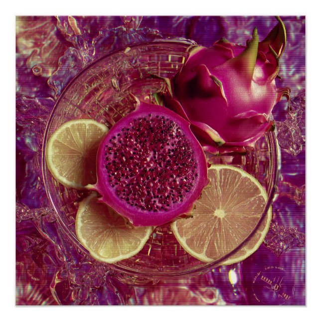 Vibrant Dragon Fruit Lemon Bowl Poster (Front)
