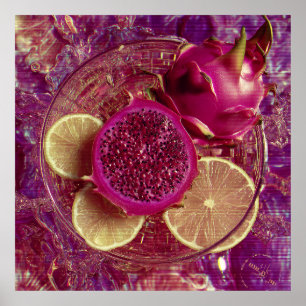 Vibrant Dragon Fruit Lemon Bowl Poster