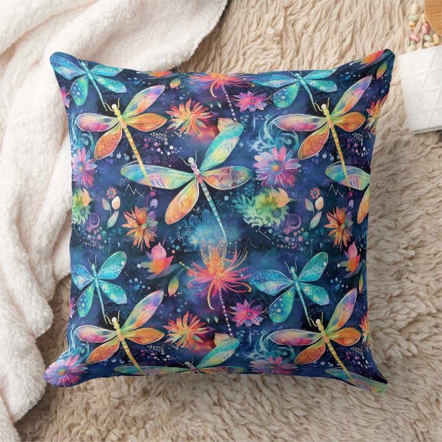 Vibrant dragonflies pattern cushion (Blanket)