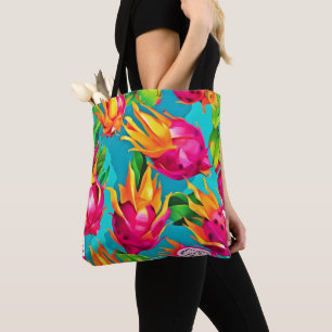 Vibrant Dragoon Fruit Pattern Tote Bag