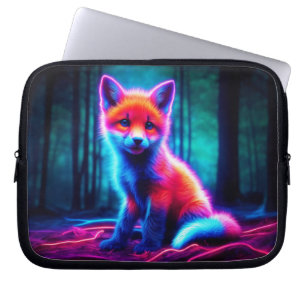 Vibrant dreamlike fox with electric colour hues laptop sleeve