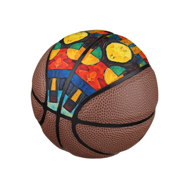 Vibrant Dreams Geometry – Bold Modern Abstract Art Mini Basketball (Angled)