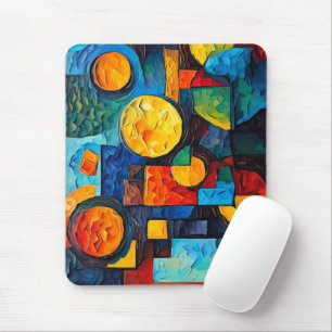 Vibrant Dreams Geometry – Bold Modern Abstract Art Mouse Mat