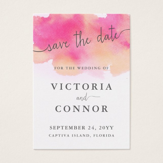 Vibrant Dreams Save the Date Cards | Pink Peach (Front)