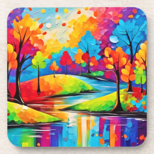 Vibrant Dreamscape Autumn's Symphony Art Coaster