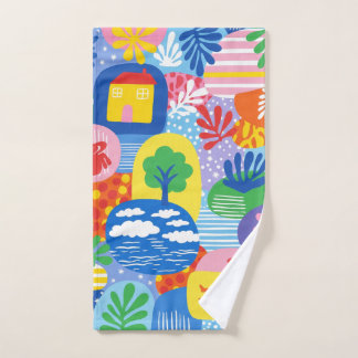 Vibrant Dreamscape: Whimsical Abstract World Hand Towel