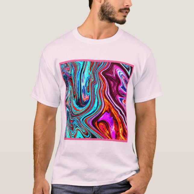 Vibrant Dynamic Hues Abstract Pattern T-Shirt (Front)