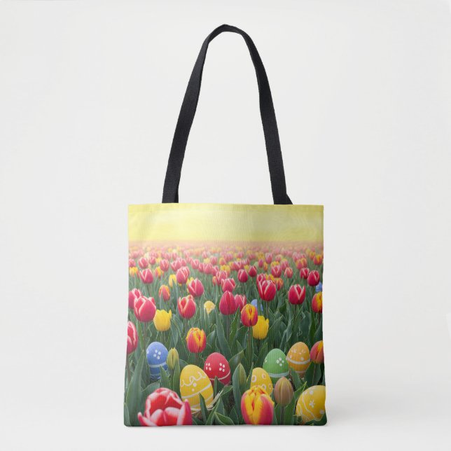 Vibrant Easter Tulip Field  Tote Bag (Front)