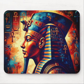 Vibrant Egyptian Pharaoh Portrait Mouse Pad