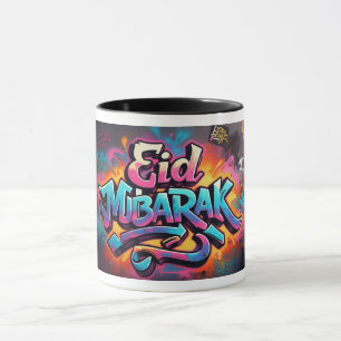 Vibrant Eid Mubarak Graffiti Art Mens Mug