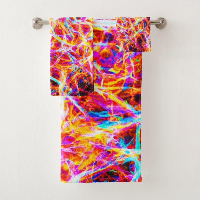 Vibrant Electric Abstract Pattern Bath Towel Set (Insitu)