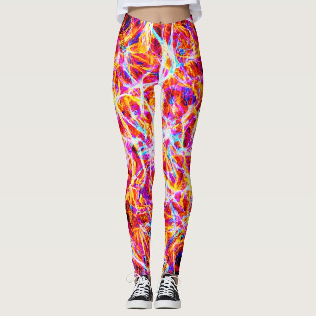 Vibrant Electric Abstract Pattern Leggings (Front)