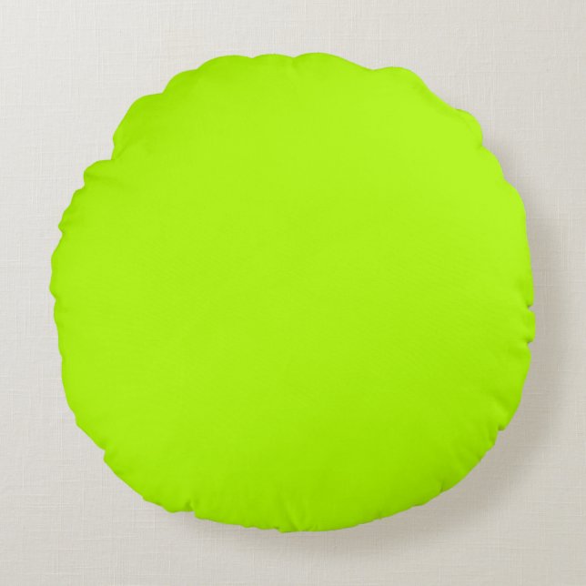 Vibrant Electric Lime Green Ready to Customise Round Cushion (Front)