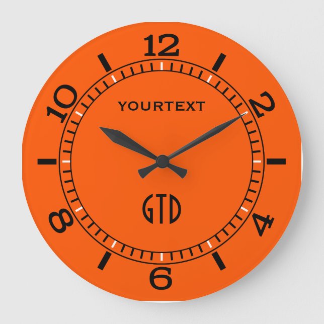 Vibrant Electric Orange Dial to Personalise on a Large Clock (Front)