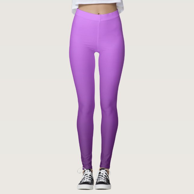 Vibrant Electric Summer Purple Dipped Ombre Leggings (Front)