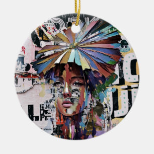 Vibrant Elegance: Colourful Artistic Girl Ceramic Tree Decoration