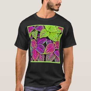 Vibrant Elegance Leaves Pattern T-Shirt