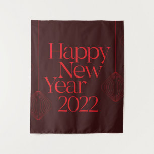 Vibrant, elegant, cool Happy New Year 2022 design Tapestry