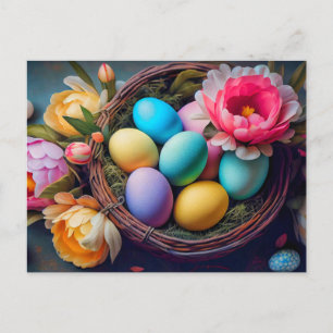Vibrant Elegant Festive Easter Illustration Postcard