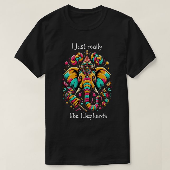 Vibrant Elephant: A Colourful Artistic Masterpiece T-Shirt (Design Front)