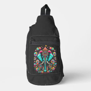 Vibrant Elephant: A Colourful Masterpiece Sling Bag