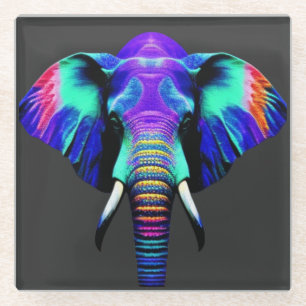 Vibrant Elephant Trivet Glass Coaster