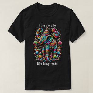 Vibrant Elephant Wearing a Whimsical Hat T-Shirt